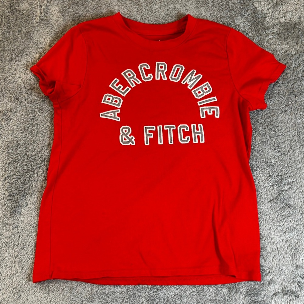 Abercrombie Kids Red Short Sleeve Graphic Logo T-Shirt Size 9/10